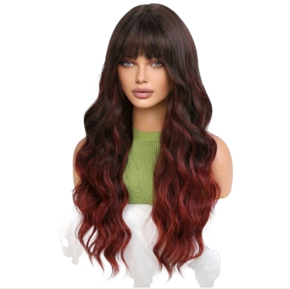 Elegant Red Ombre Wig Synthetic